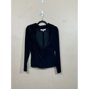 VTG Chetta B Sherrie Bloom Womens Velvet Shirt Size Large Black Goth 90s Grunge